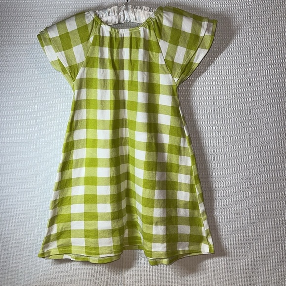 RARE EDITIONS Lime Green White Gingham Check Pullover Dress Girls Size 6 - Picture 4 of 5